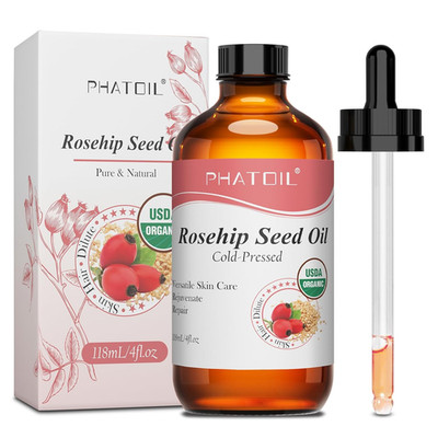 PHATOIL Hagebuttenkernöl Bio Kaltgepresst 118ML, Rosehip Seed Oil USDA Organic 1