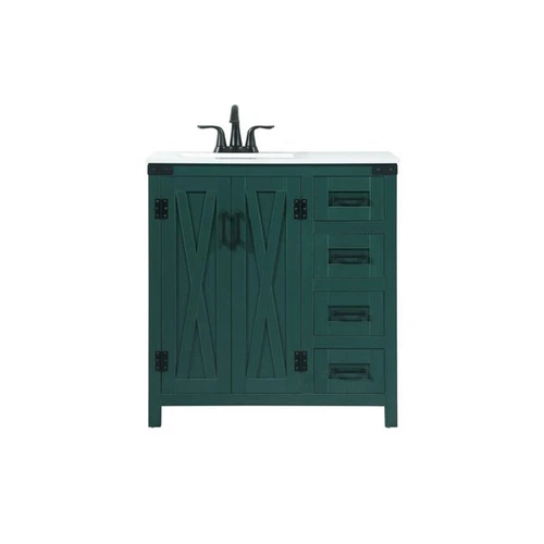 Elegant Decor Grant 32" Aluminum MDF Single Bathroom Vanity in Green - Picture 3 of 8