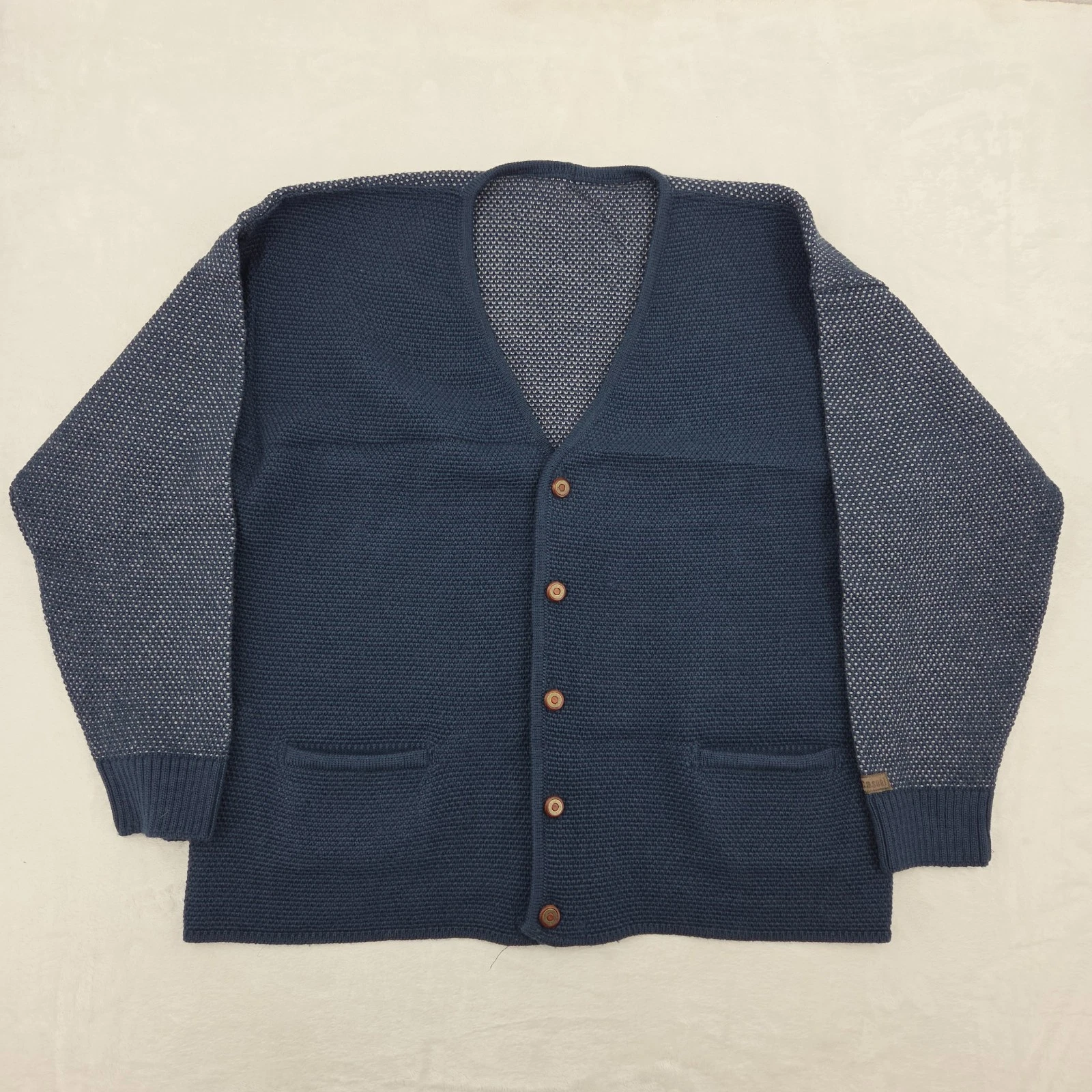VTG 90s Dale of Norway Casual Wool 5 Button Cardigan Sweater Size Large Blue
