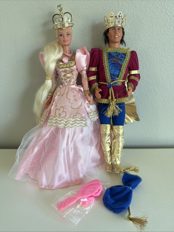 VTG 1997 Mattel Rapunzel Barbie and Ken Dolls Set of 2
