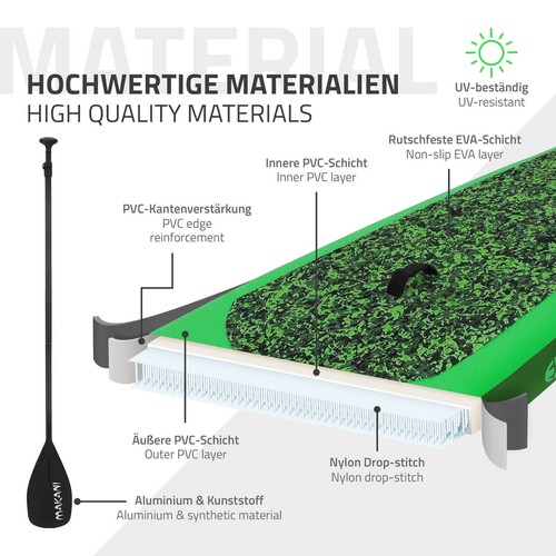 Paddle board SUP surfboard con pagaia tavola surf gonfiabile Makani verde 320 cm - Imagen 5 de 8