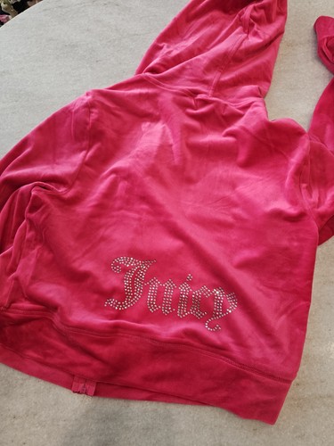 $199 NUEVO JUICY COUTURE Terciopelo Estrás TRAJE DE CHÁNDAL CONJUNTO DE 2 PIEZAS Vixen Rosa Talla XL - Imagen 7 de 9
