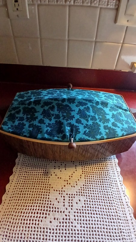 Vintage Salton Bun Warmer Blue Paisley Cover - Never Used