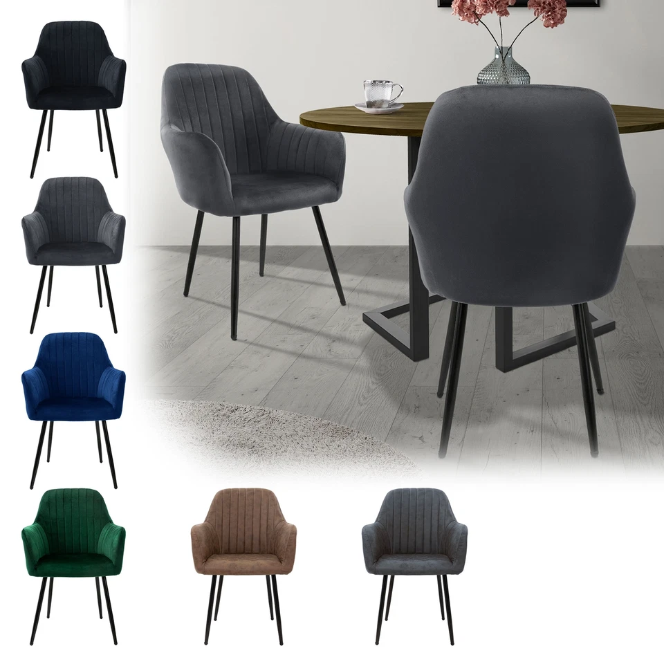 Silla de comedor de terciopelo/piel sintética sillón ergonómico con reposabrazos - Imagen 1 de 1