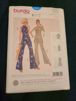 Burda style Woman Pants Top Sz 8-18 summer Pattern 6891 Coordinates Retro Vtg