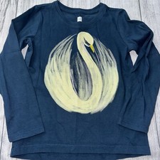 Tea Collection Size 4 Girls Swan Long Sleeve Graphic Tee Dark Teal
