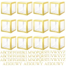 Thyle 12 Pcs Transparent Balloon Boxes Clear Balloon Boxes with 99 Letters fo...