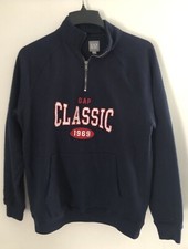 Men's Gap Classic Tapestry Navy Blue 1/4 Zip Sweatshirt Size S