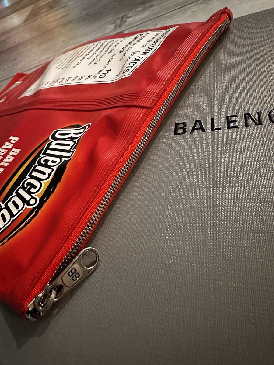 25SS new/BALENCIAGA チップスクラッチ Bag Red NEW Authentic Balenciaga Red Chips Bag Clutch Spicy Chili