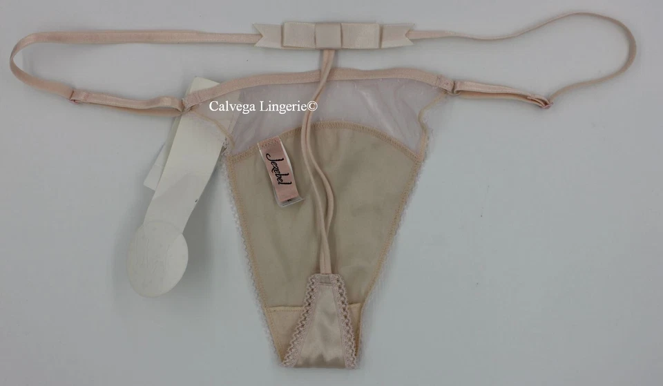 NUEVO CON ETIQUETAS JEZEBEL 52805 "Muñeca de Satén" Tanga de Satén / Malla, Rosa Bebé (CHP), XL Foto 3 de 4