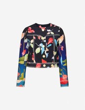 Peter Pilotto Women's Printed Cady Cropped Jacket Water Flower Black Size: Uk14