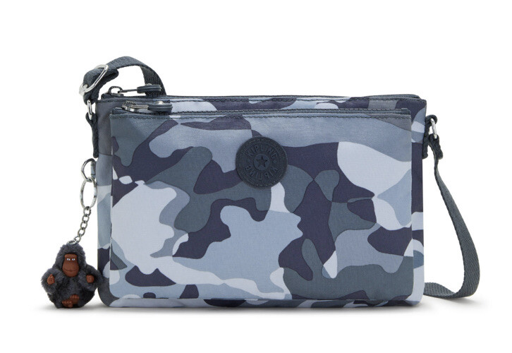NWT KIPLING AC7862 MIKAELA COOL CAMO GREY PRINT POLYESTER