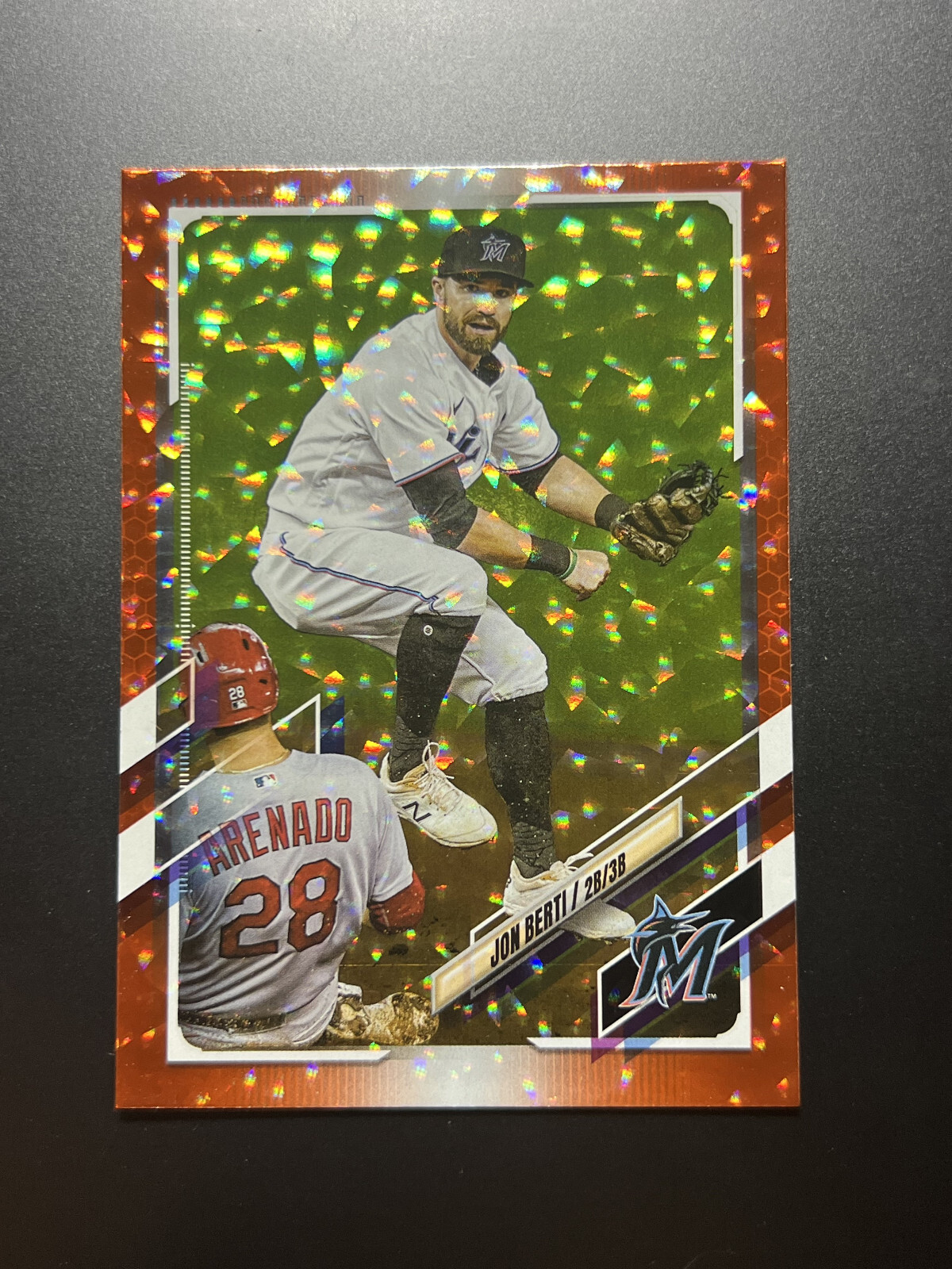 2021 Topps Update Jon Berti #US131 SP Miami Marlins | Orange Foil /299