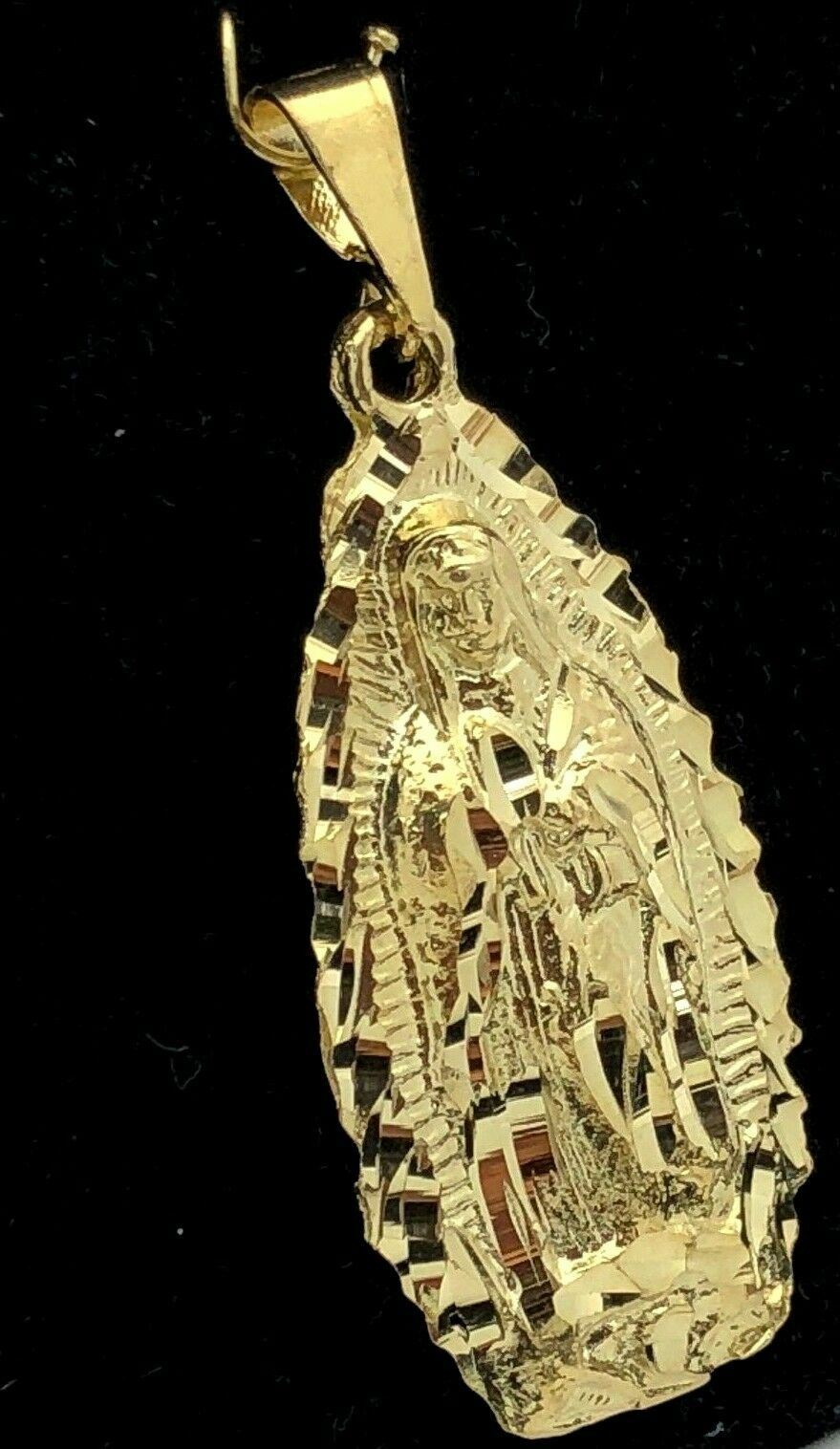 10k Yellow Gold Virgin Mary Lady of Guadalupe Pendant Religious Charm 7 ...