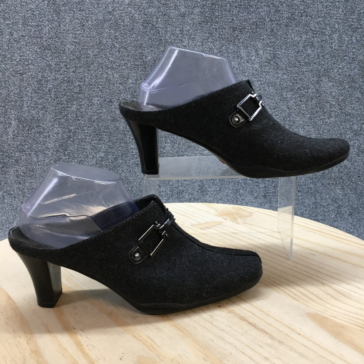 Aerosoles Sandals Womens 10 M Cinsitive Mules Black Fabric Casual Heeled  Slip On