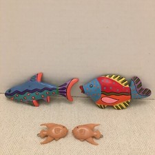 Vintage Hair Barrettes Lot Of 4 Fish Theme