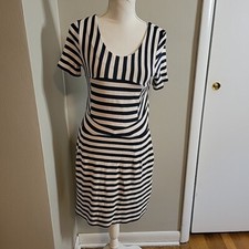 Marc by Marc Jacobs A-Line Dress Blue Ivory Stripe Nautical Cruise Wear Small