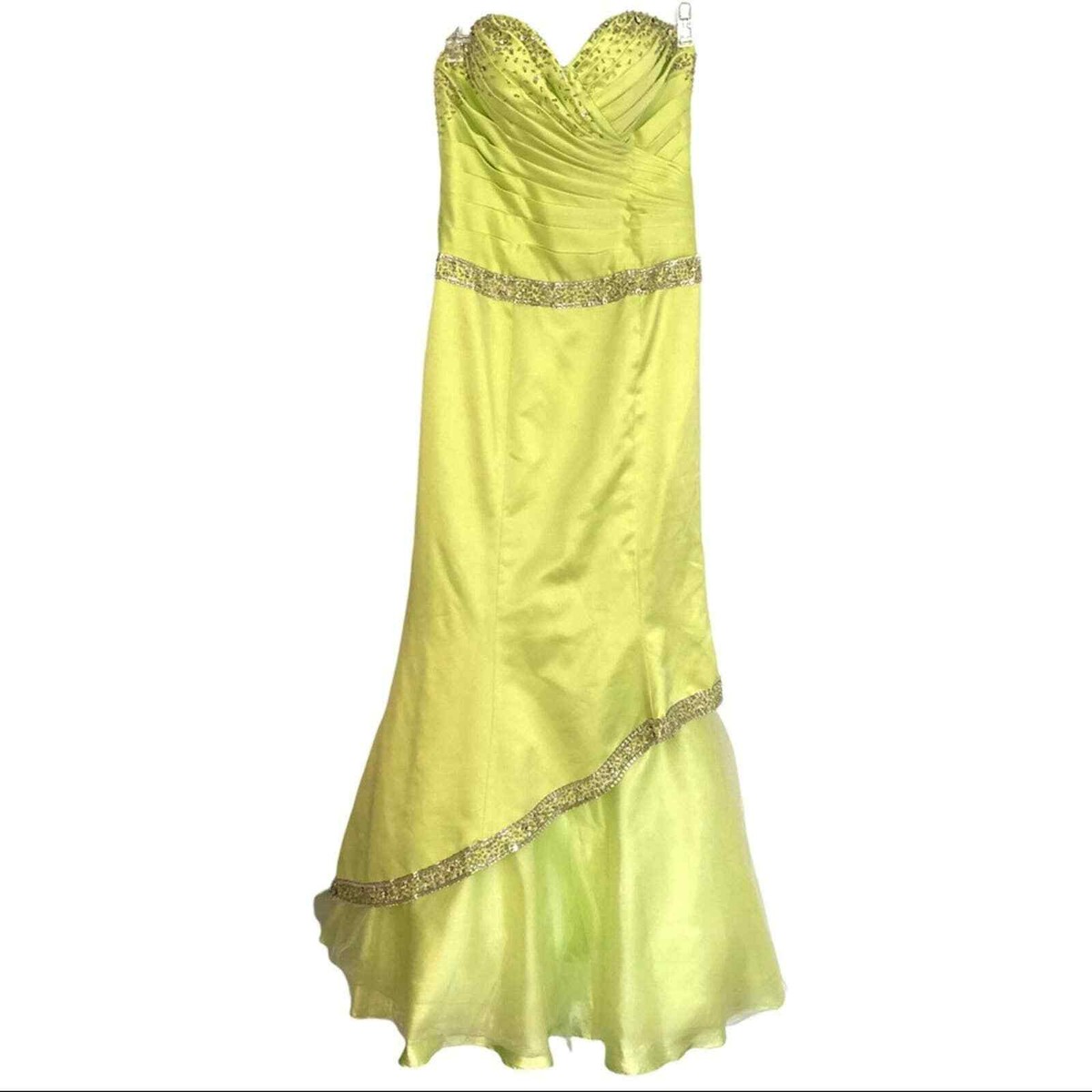 lime green mermaid prom dresses Zapakasa Women Light Green Prom Dress with Appliques Mermaid Lace-Up Back Party Dress, Light Green / US20W