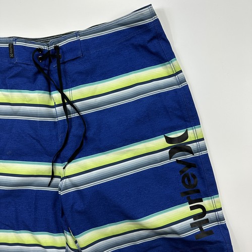 Hurley Board Shorts Serape Stripes Blue Swim Men's Size 33 - Picture 6 of 15
