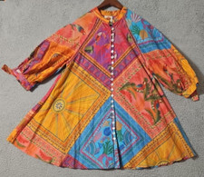 Farm Rio Mixed Scarf Shirt Dress Size Small Multicolor Button Up Tropical 298420