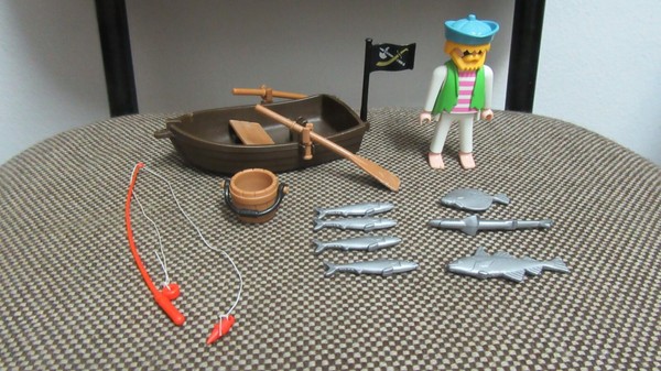 Playmobil - Piratas - Pescador con Barca Bote Remos Caña - 3792 - (COMPLETO)