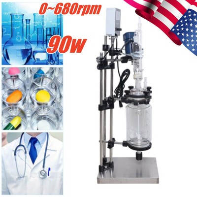 USA Lab 3L Jacketed Glass Reactor, Double-Layer Chemical Reaction Vessel