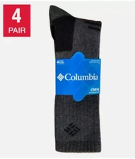 Columbia Men's Wool Blend Trail Socks 4 Pairs (Gravel/Grey, Size 6-12) NWT