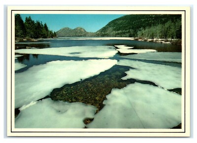 Postcard Ice-Out in Jordan Pond, Acadia Nat Park, Maine K7