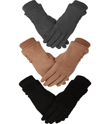 3 Pairs Winter Gloves for Women Cold Weather Girls With Touch Screen Fingers Top