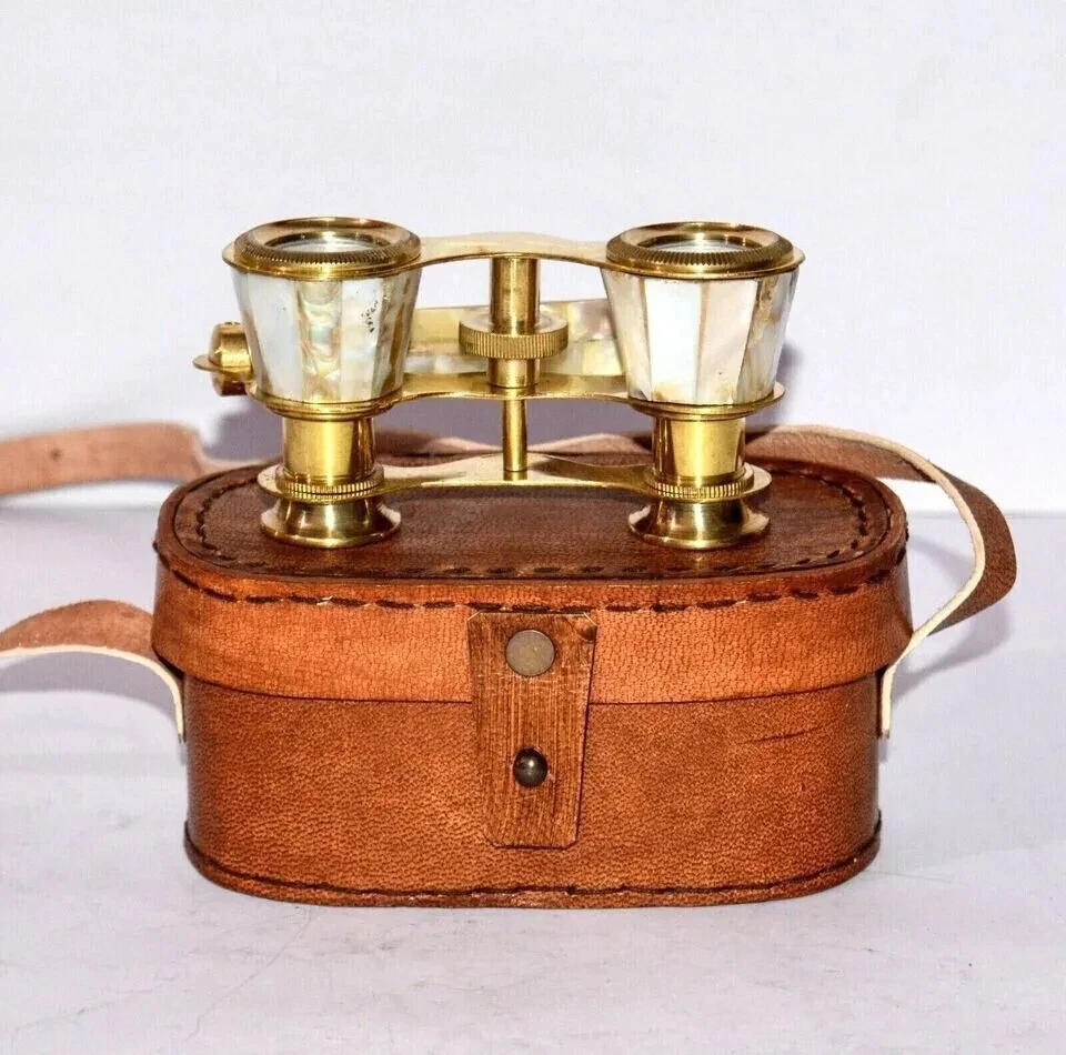 Vintage Brass Opera Glasses Mother of Pearl & Handle brass Fittings France - Image 2 of 4