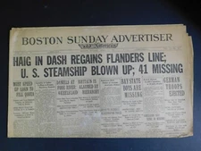WWI Era Newspaper - Boston Sunday Advertiser - April 21 1918 - 4 pgs. 