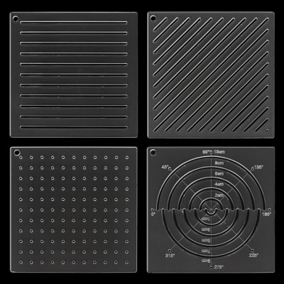 4Pcs Acrylic Sashiko Stencil, Dots, Lines, Arcs, Slashes Acrylic Embro