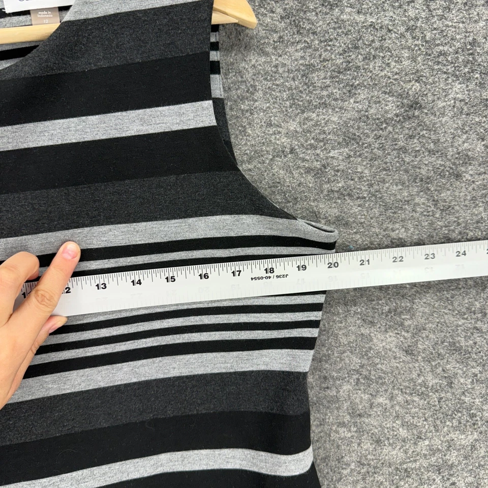 Vestido Calvin Klein Mujer 12 Negro Rayas Funda Midi Cremallera Cuello Redondo Rayón Foto 3 de 4