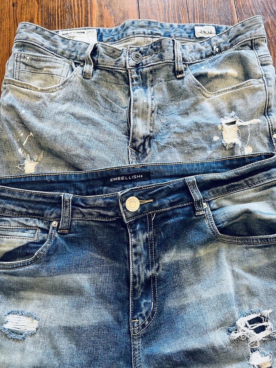 (2) Men’s Ripped Jeans SIZE 34 Embellish Smoke Rise