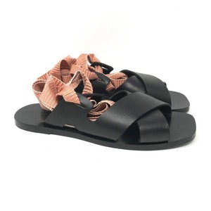 womens flat black leather sandals