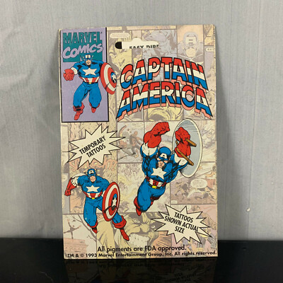 1993 CAPTAIN AMERICA MARVEL COMICS TEMPORARY TATTOOS UNOPENED ORIGINAL PACKAGE