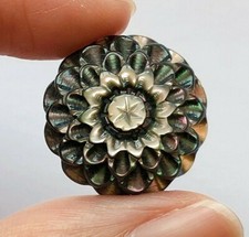 Black Mother of Pearl Half Drilled Carved Dahlia Cabochons 20 mm One Piece C8376