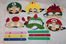 Super Mario 18 Piece Costume Party Favors Set, 6 Cape, 6 Mask, and 6 Wrist Band