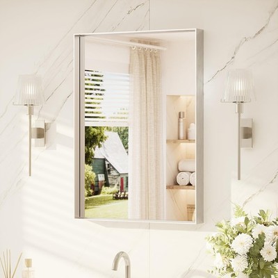 Brushed Nickel Bathroom Mirror 22'' x 30'' Vanity Mirror for Over Sink Brushed ...