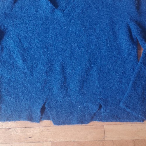 LNA Baby Alpaca Wool Blend Knit V Neck Sweater Medium Teal Blue Pullover Preppy - Picture 5 of 13