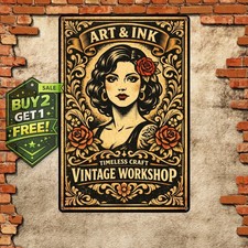 Tattoo Parlor Studio Plaque Wall Art 8x12 Retro Metal Tin Sign