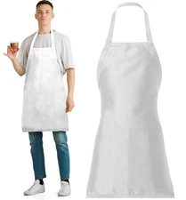 1 Pack Chef Apron without Pockets with a Chef Bandana, Cotton/Poly, Multi-Pur...