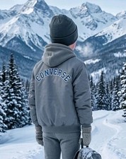 Converse Kids Bomber Jacket Coat Gray Logo and Lining Size Large 12-13 Yr