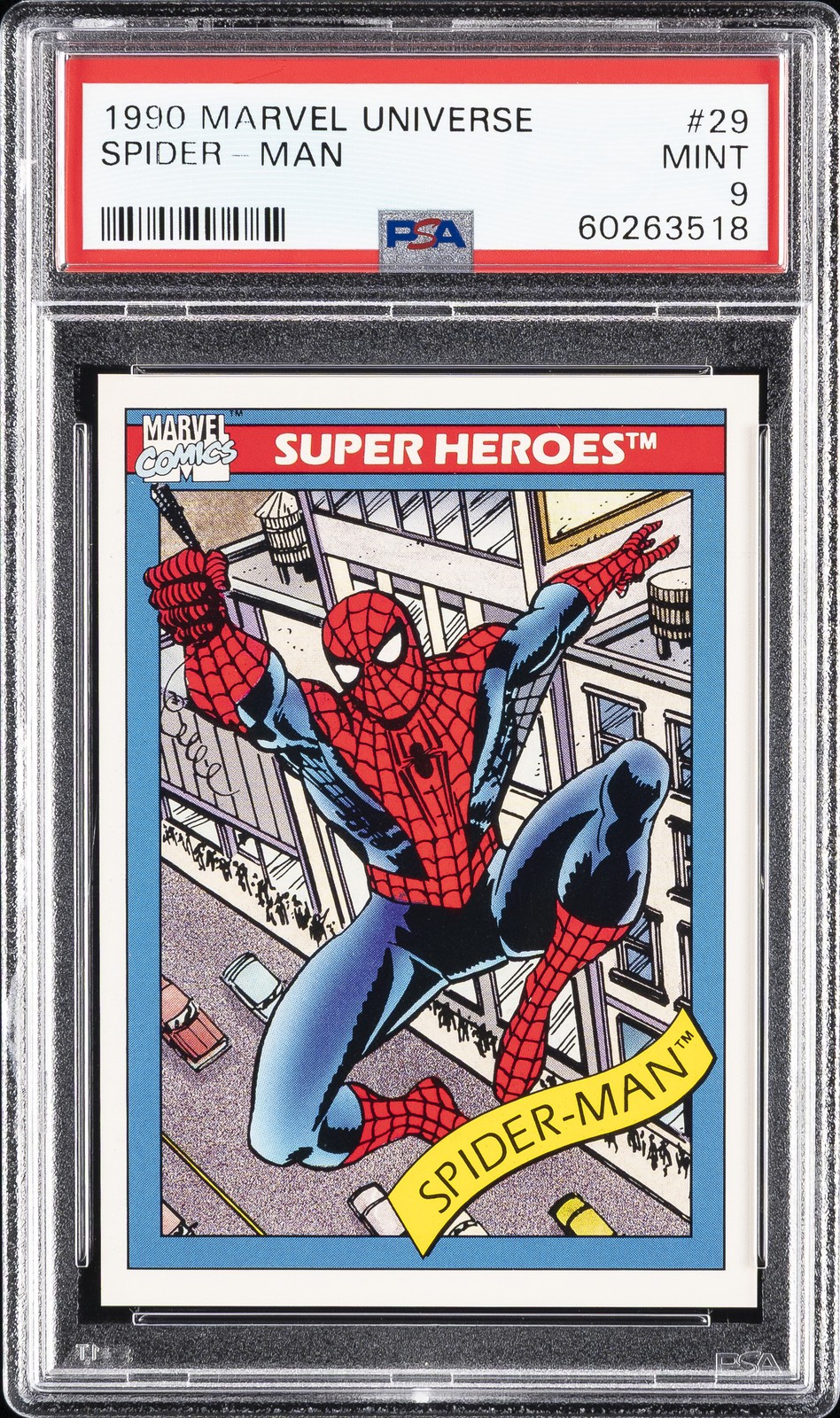 1990 MARVEL UNIVERSE #29 SPIDER-MAN PSA 9