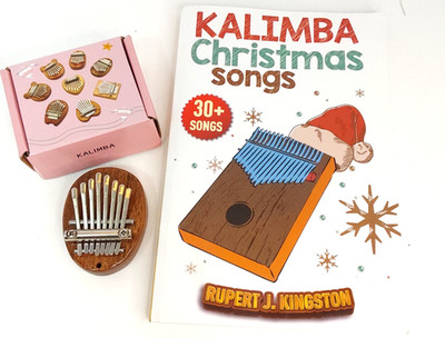 Small 8 Key Kalimba ''Thumb Piano'' with Christmas Songs Book Inc. Instructions