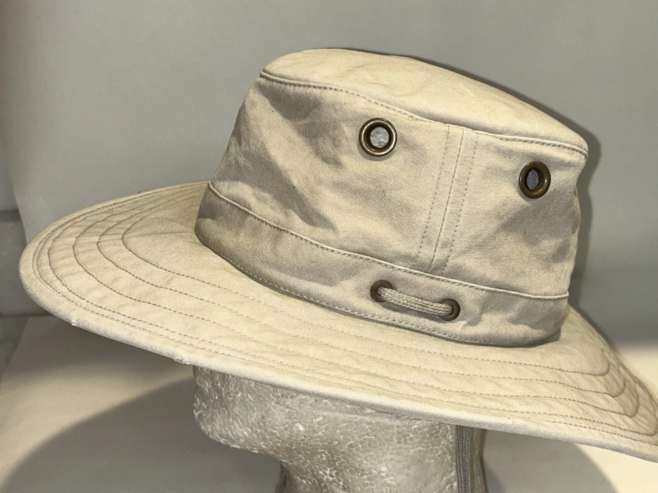 HOMBRE MUJER THE TILLEY SOMBRERO CAQUI CON CORREAS TALLA 7 5/8 CREMA Foto 4 de 4