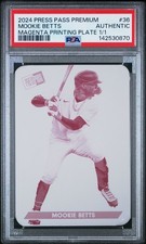 2024 LEAF PRESS PASS PREMIUM #36 MOOKIE BETTS MAGENTA PRINTING PLATE #1/1 PSA