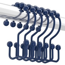 Shower Curtain Hooks Rings, Rust-Resistant Metal Double Glide Shower Hooks fo...