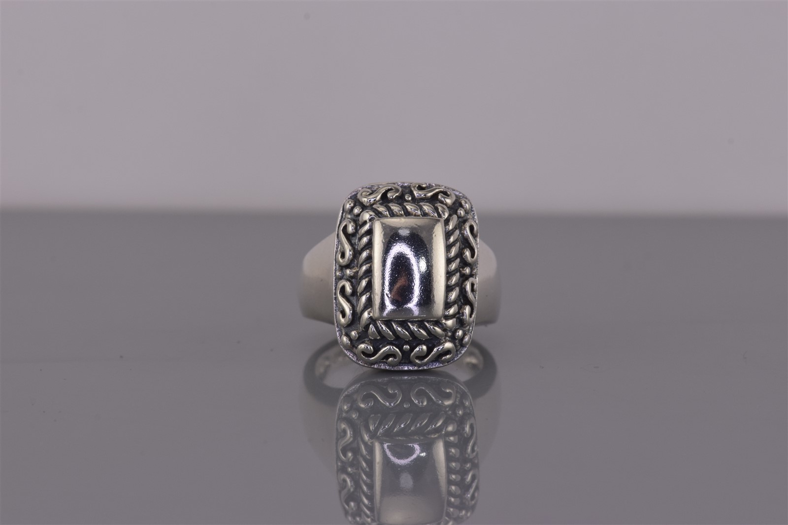 Sterling Silver 18mm Rectangular Scrolled Cable F… - image 7