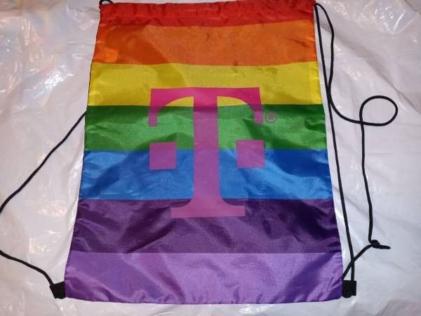 T-Mobile Phone New Promo 2024 LGBTQ+ Trans Pride Rainbow Drawstring Backpack Bag